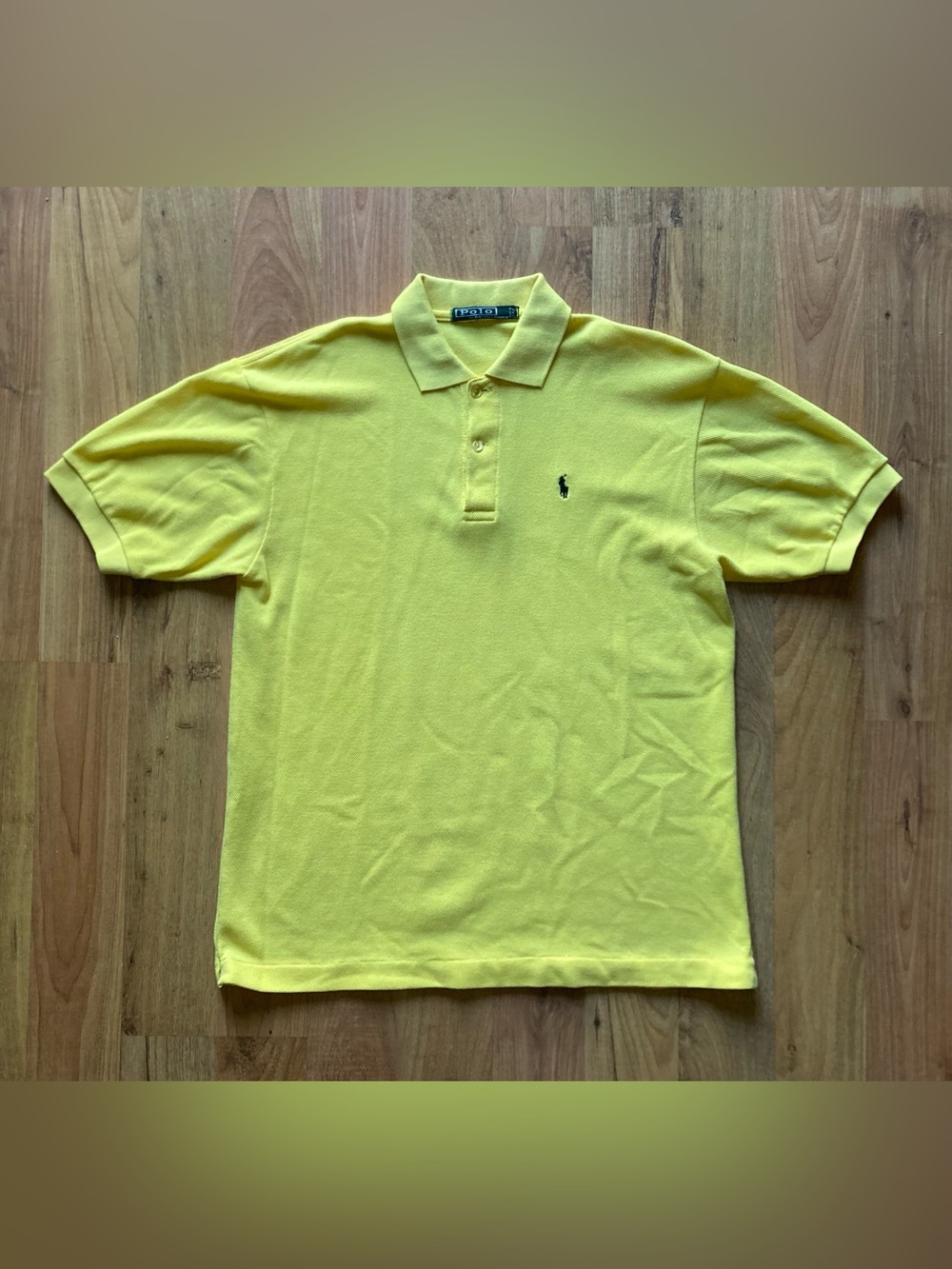 VTG Polo Ralph Lauren Mens L Cotton Yellow Short Sleeve Polo Shirt USA Made